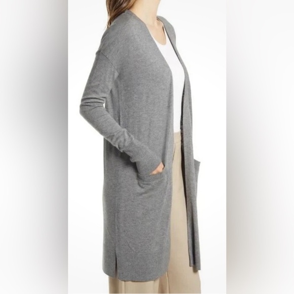 Halogen Cashmere Blend Lagenlook Lightweight Preppy Longline Cardigan Women Sz L - Picture 7 of 10